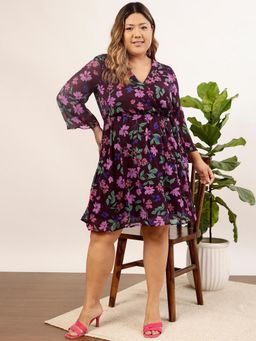 CURVY STREET - Women Purple Wrap Dress