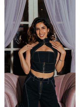 FREAKINS - Gothic Chained Black Crop Top