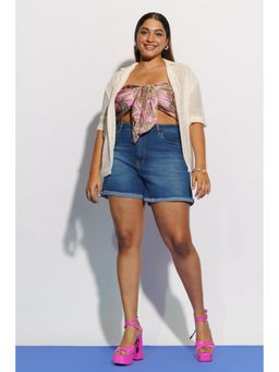 FREAKINS - Curve Upturn Indigo Denim Shorts