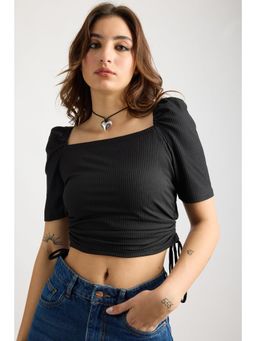 FREAKINS - Curve Black Ruched Top