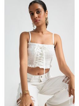 FREAKINS - White Cross Strap Crop Top