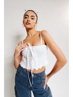 FREAKINS - White Criss Cross Crop Top