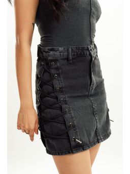 FREAKINS - Charcoal String Up Skirt