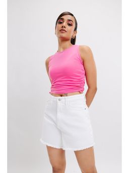 FREAKINS - Frayed Hem White Shorts