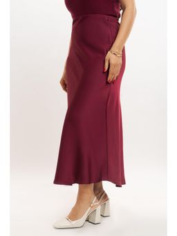 FREAKINS - Cherry Wine Satin Long Skirt