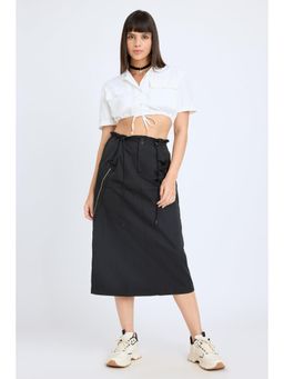 FREAKINS - Side-Zipped Black Skirt