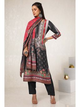 Soch - Women Black Viscose Kurta with Pant & Dupatta (Set of 3)
