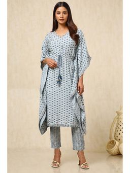 Soch - Women Blue Print Kaftan with Pant (Set of 2)