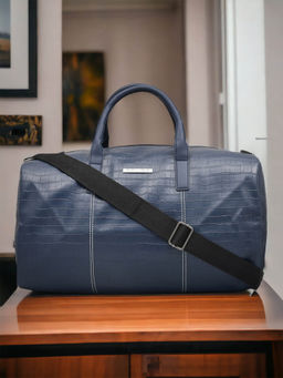 Police - Navy Croco Classy Stylish Outdoor Pt Duffel Bag