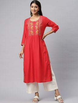 Readiprint - Naira Style Rayon Fabric Red Color Kurta
