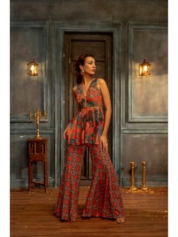Lavina sippy - Printed Sharara With Hand Embroidered Top