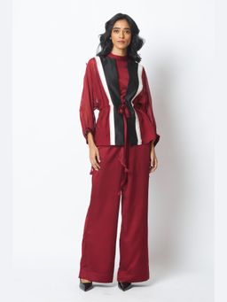 MADDER MUCH - Burgundy Carla - Sheer Tie-Up Jacket And With Co-ord Sets
