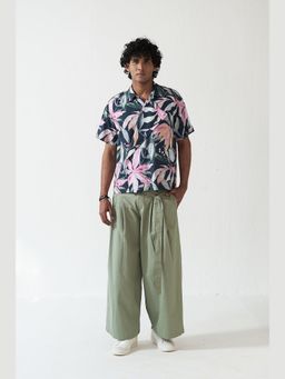 Muvazo - Noir Garden Green Shirt With Pant Co-Ords