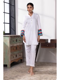 SUI KALA - Evara Cotton White Top with Pant Co-Ords