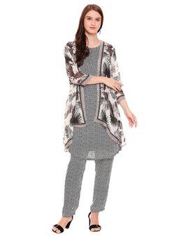 Soup by Sougat Paul - Printed Pink With Black & Top With Pant With Co-ord Set