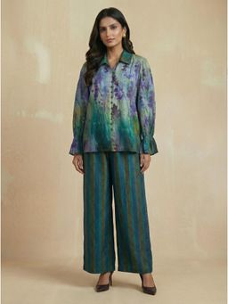 KALISTA - Blue Stella Floral Printed Shirt And Pant