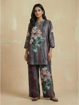 KALISTA - Navy Blue Hazel Floral Printed Tunic And Pant