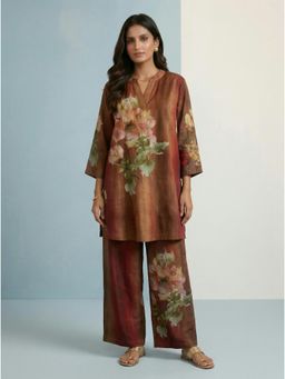 KALISTA - Brown Hazel Floral Printed Tunic And Pant