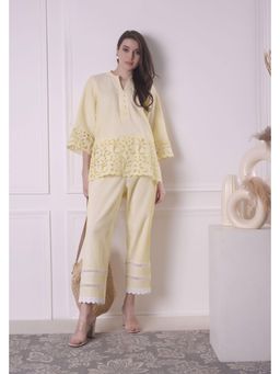 SURABHI ARYA - Lemon Yellow Cutwork Co-Ords