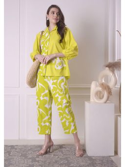 SURABHI ARYA - Lime Green Abstract Co-Ords