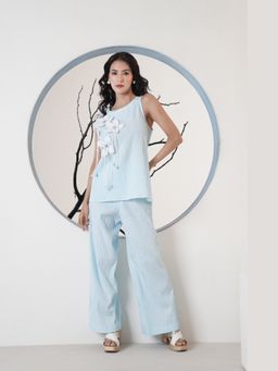 SURABHI ARYA - Pastel Blue Flora Float Co-Ords
