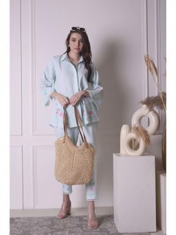 SURABHI ARYA - Sea Green Cotton with Thread Embroidery Co-Ords