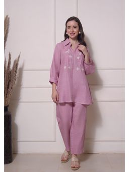 SURABHI ARYA - Turkish Rose Pink Embroidered Co-Ords