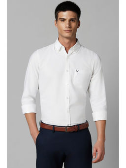 Allen Solly - Men White Slim Fit Solid Full Sleeves Casual Shirt