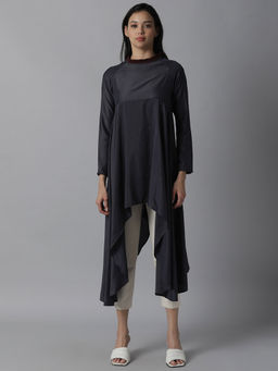 RAREISM - Navy Blue Solid Plain Dress