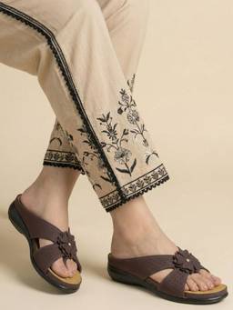JODYHUB - Women Brown Synthetic Leather Sandals