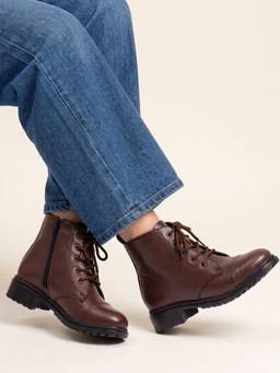 JODYHUB - Women Brown Synthetic Leather Casual Boots