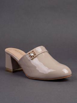 JODYHUB - Women Beige Synthetic Leather Mules