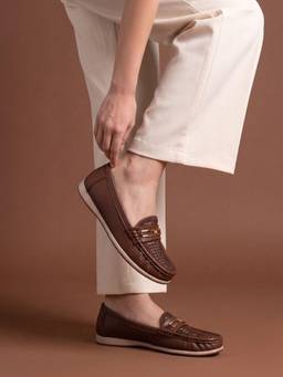 JODYHUB - Women Brown Synthetic Leather Loafers