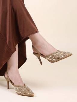 JODYHUB - Women Beige Synthetic Heels
