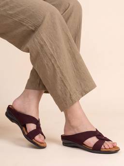 JODYHUB - Women Maroon Synthetic Sandals