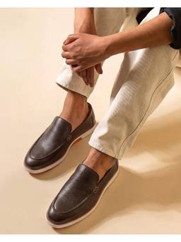 HAYES LONDON - Italian Suede Leather Brown Casual Loafers for Men