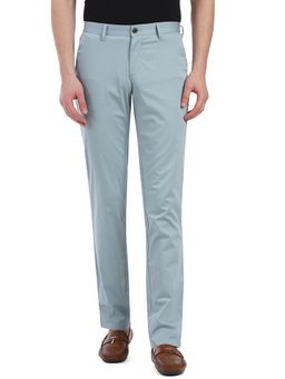 JadeBlue - Men Solid Light Blue Cotton Uno Fit Casual Trouser