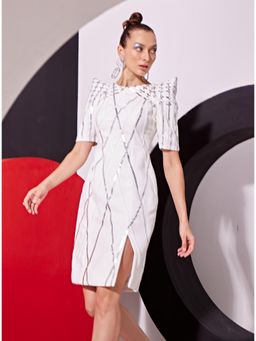 Vidhi Wadhwani - White Alpha Metallic Dress
