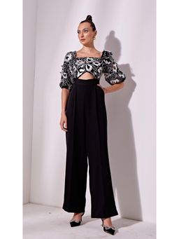 Vidhi Wadhwani - Black Hira Embroidered Jumpsuit