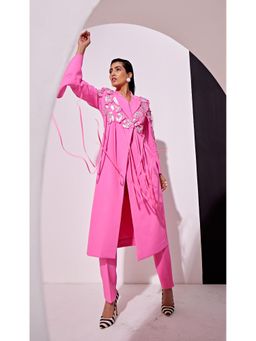 Vidhi Wadhwani - Kyna Pink Metallic Applique Pant with Blazer (Set of 2)