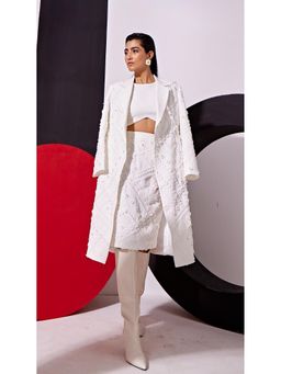 Vidhi Wadhwani - White Simya Blazer with Skirt and Crop Top (Set of 3)