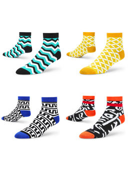 Dynamocks - Men & Women Ankle Length Socks - Free Size - Pack of 4 Pairs