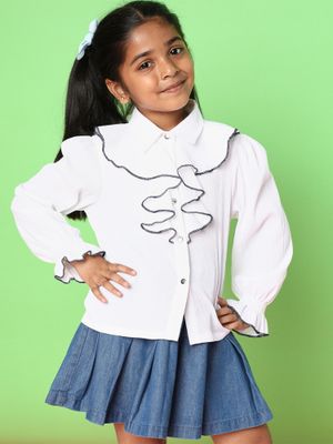 Nautinati Girls Floral Print Puff Sleeve Fit and Flare Top main image 1