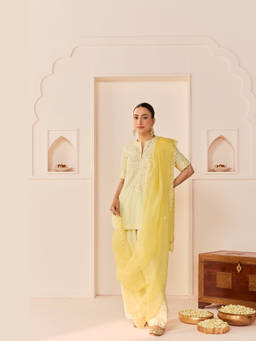 Sheetal Batra - Anaisha - Mint Green Short Kurta With Farshi Salwarwith Light Dupatta