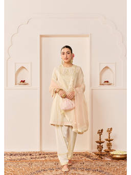 Sheetal Batra - Nida - Daisy Ivory Short Choga With Farshi Salwar and Heavy Dupatta