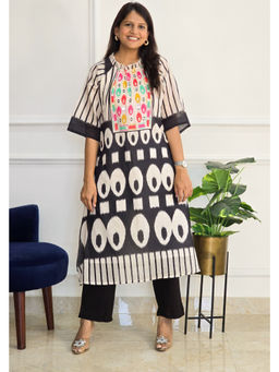 Pink Tree - Mul Black Striped Kurta with Pant