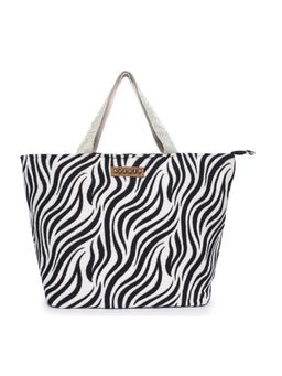 Astrid - Black Striped Tote Bag with Tassels and Zipper Closure for Women