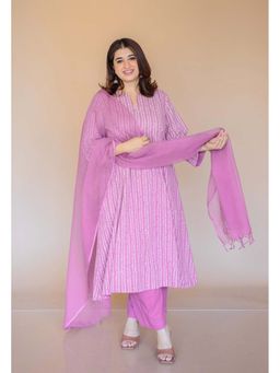 The Indian Ethnic Co. - Lavender Solid Kota Doria Cotton Dupatta
