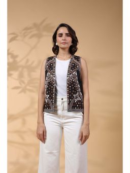 STIL-O-STITCH - Women Black Colour Indian Wear Sleeveless Shrug