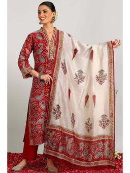 TAHILIYA - Beige Chanderi Silk Dupatta